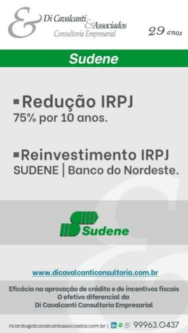 Sudene redução IRPJ 75% 10 anos